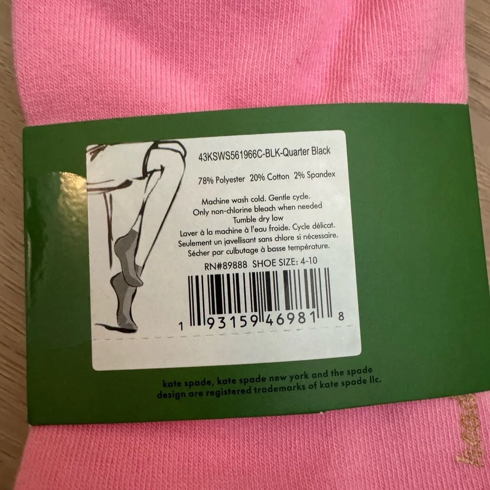 Kate Spade Designer Whimsical 3 Pack of Dot Quarter SOCKS Playful NWT 3 Pair